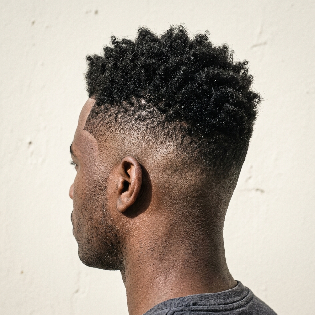 High skin fade with textured top