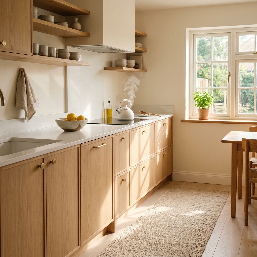 Sunlit modern kitchen after a Fresh Nest house cleaning visit in Charlotte NC