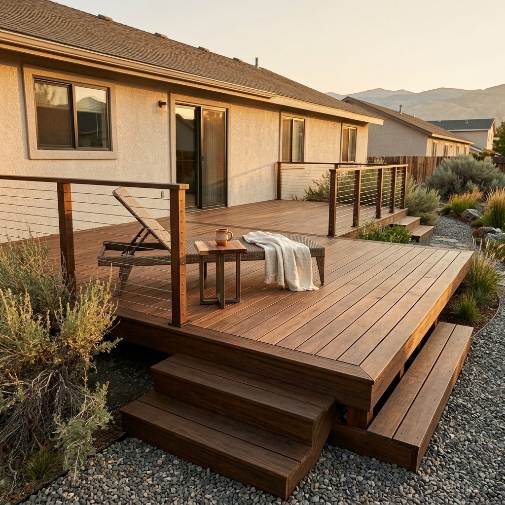 After: refinished cedar deck in Caughlin Ranch Reno by Mike's Handyman