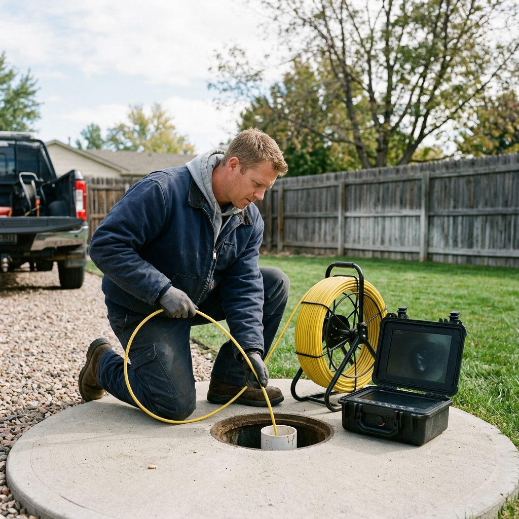 Sewer camera inspection on a main line in Denver